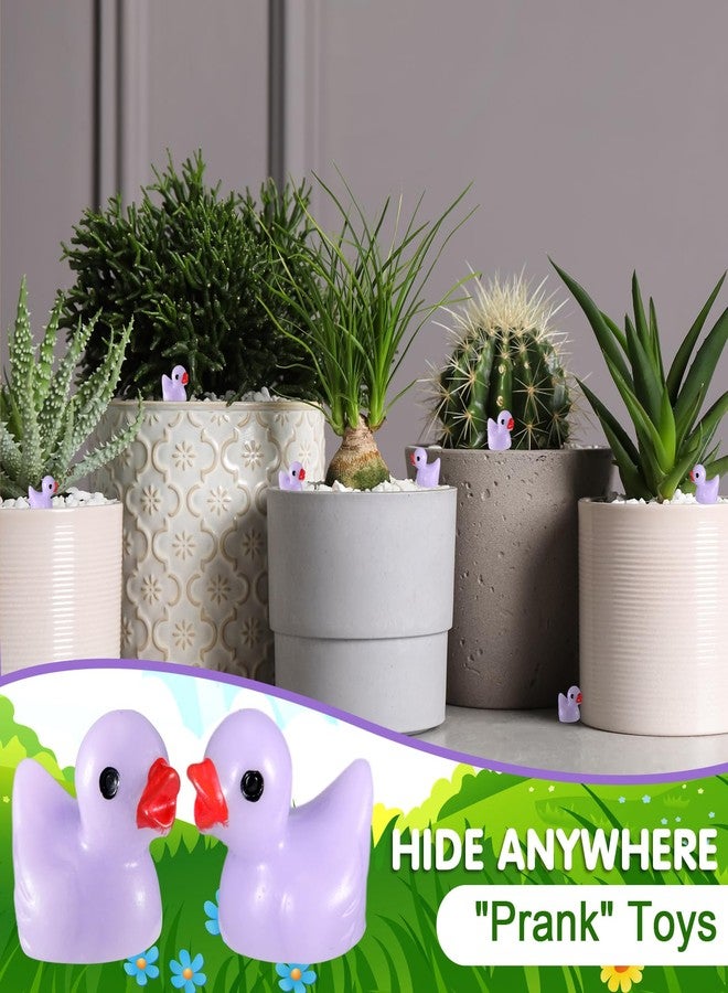 مجموعة MiniInflat مكونة من 150 قطعة من البط الصغير المصنوع من الراتنج، مجسمات بط صغيرة، مثالية لألعاب المقالب المنزلية، وتزيين أحواض السمك، وبيوت الدمى، وأحواض النباتات المائية، والحدائق المنزلية المصنوعة يدويًا (بنفسجي). - Image 4